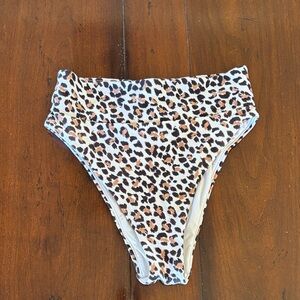 Aerie High-Waisted High Cut Cheeky Bikini Bottoms - Cheetah